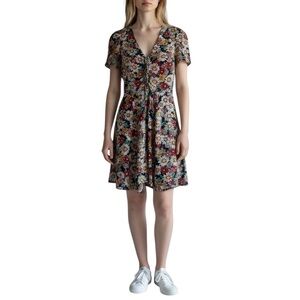 Reformation daisy print lace up fit and flare mini dress size 2 good condition